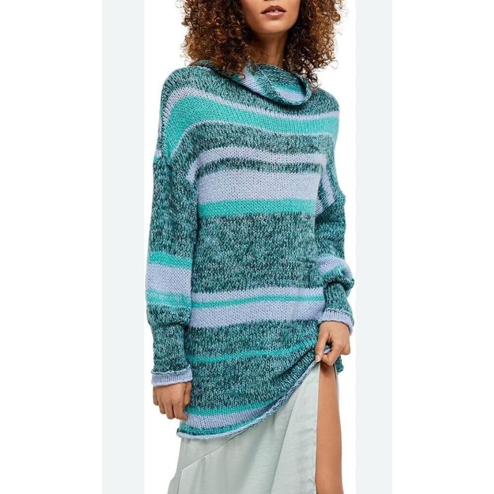 Free People wool blend blue and green striped tunic - S